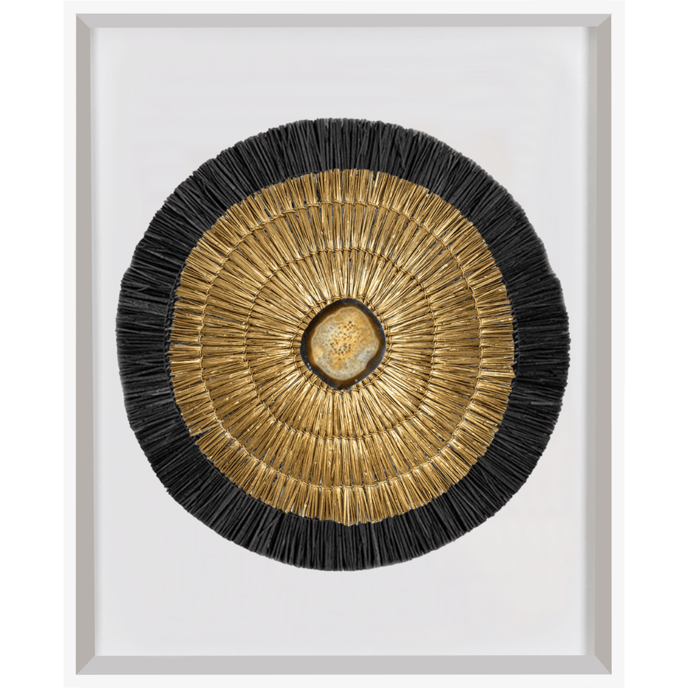 Bandhini Design House Artwork Agate Grass Mat Gold & Black on White Artwork 67 x 85cm