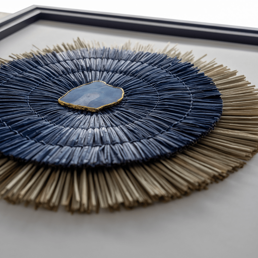 Bandhini Design House Artwork Agate Grass Mat Navy & Natural on White Artwork 67 x 85cm