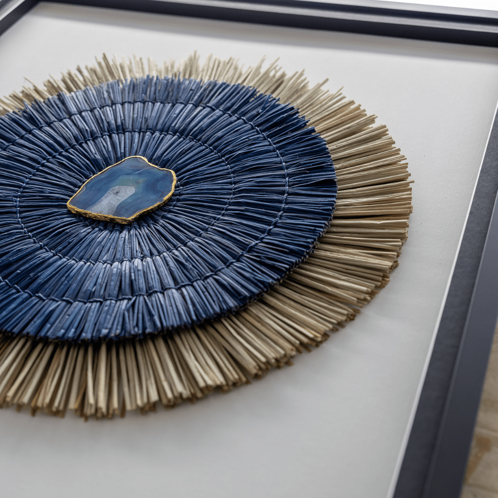 Bandhini Design House Artwork Agate Grass Mat Navy & Natural on White Artwork 67 x 85cm