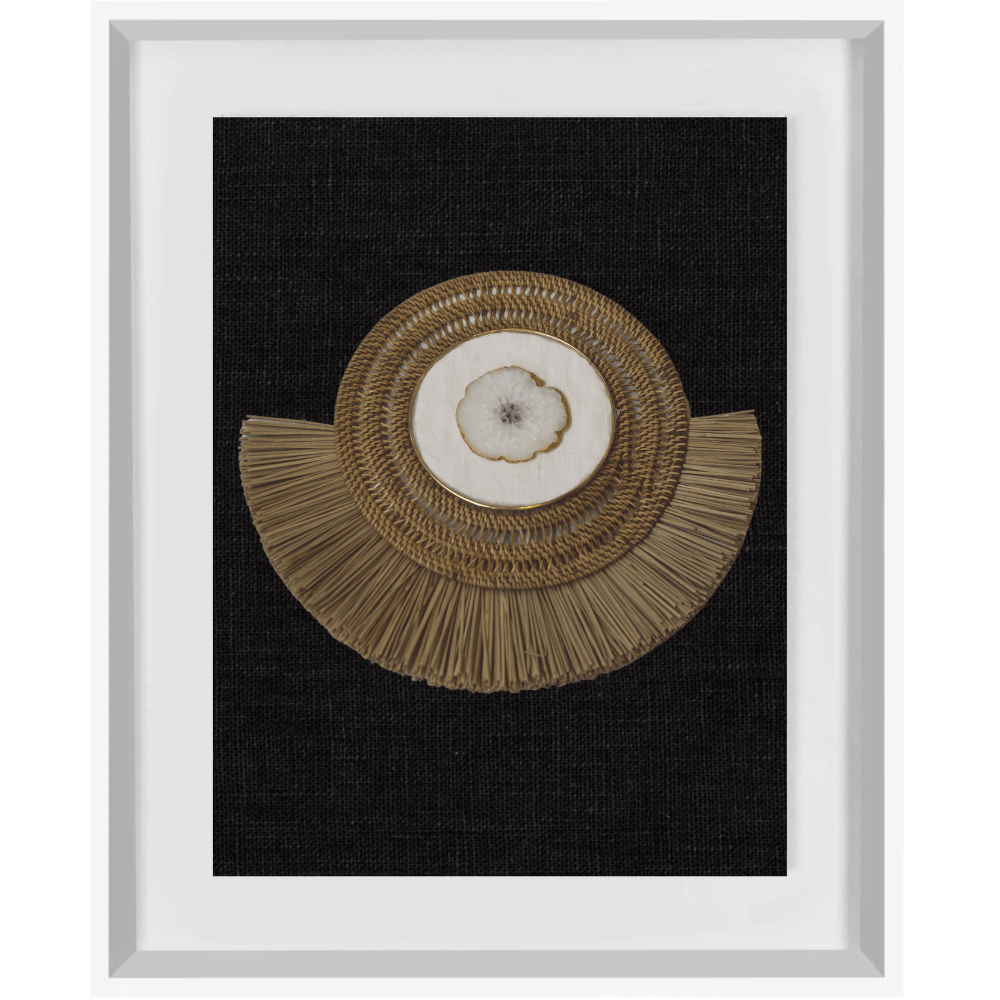 Bandhini Design House Artwork Agate White on Linen, Natural Grass Ring Artwork 67 x 85cm