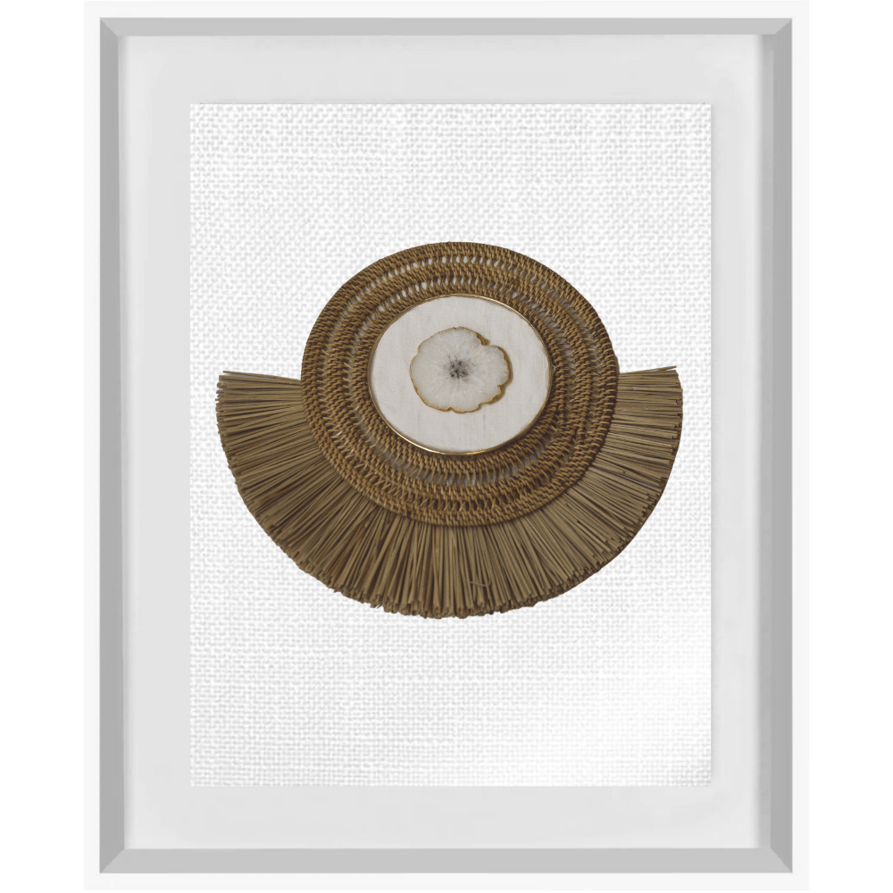 Bandhini Design House Artwork Agate White on Linen, Natural Grass Ring Artwork 67 x 85cm