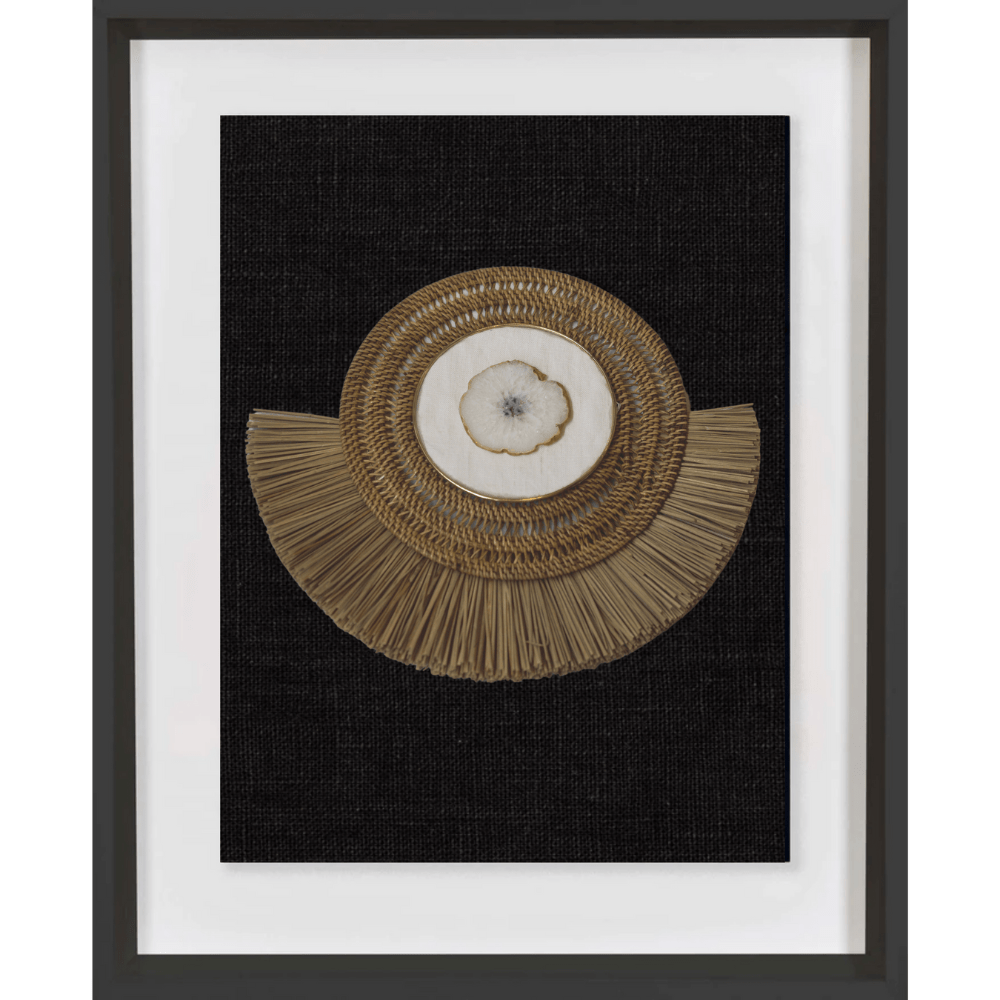 Bandhini Design House Artwork Agate White on Linen, Natural Grass Ring Artwork 67 x 85cm