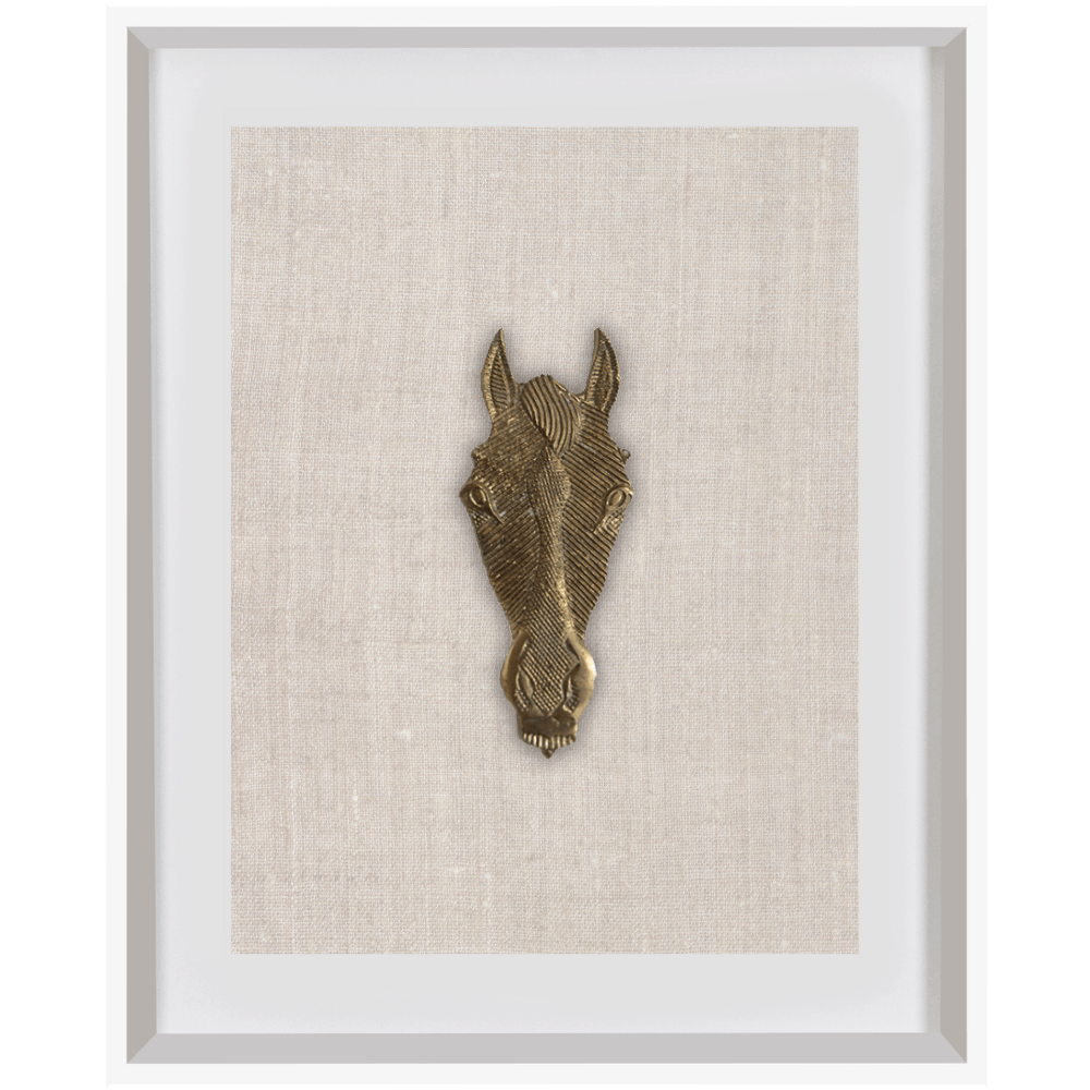 Bandhini Design House Artwork Creature Metal Horse on Natural Linen Artwork 40 x 50cm