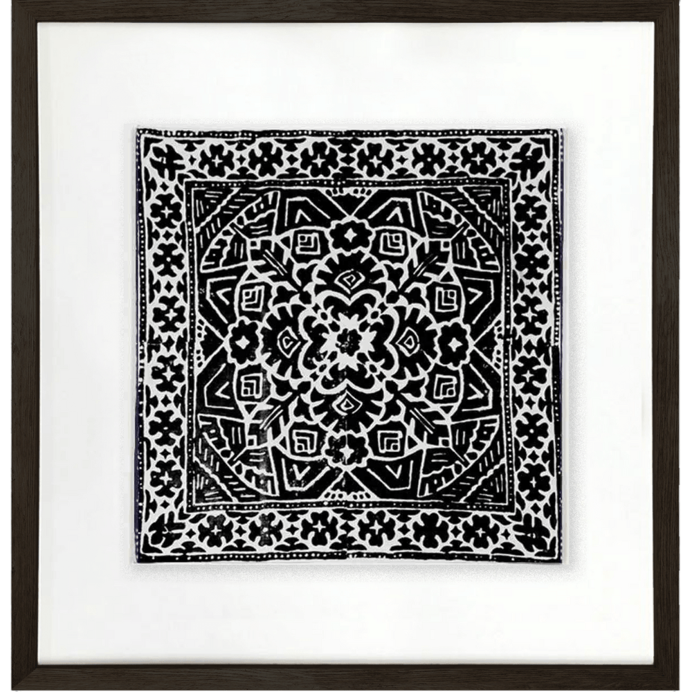 Bandhini Design House Artwork Kilim Print Black Artwork 52 x 52cm