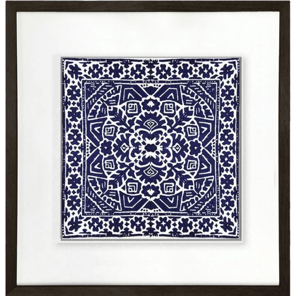 Bandhini Design House Artwork Kilim Print Navy Artwork 52 x 52cm