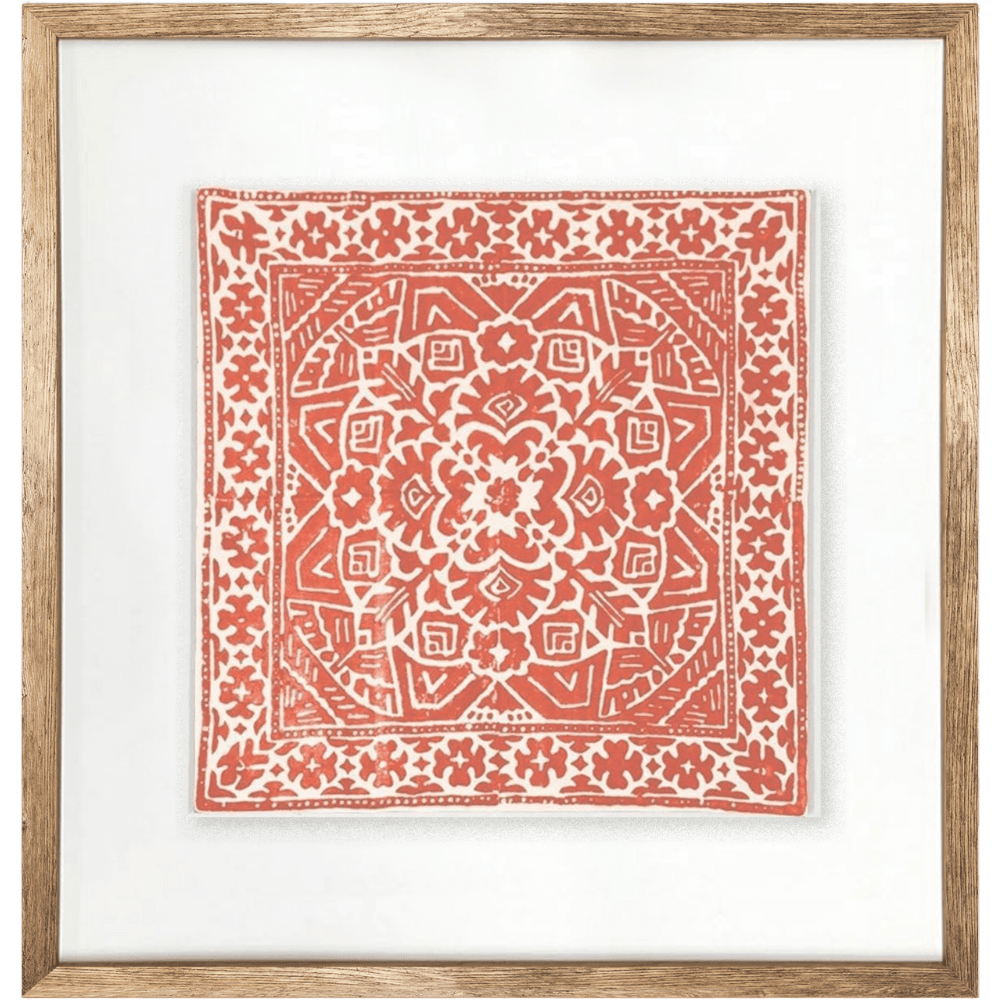 Bandhini Design House Artwork Kilim Print Orange Artwork 52 x 52cm