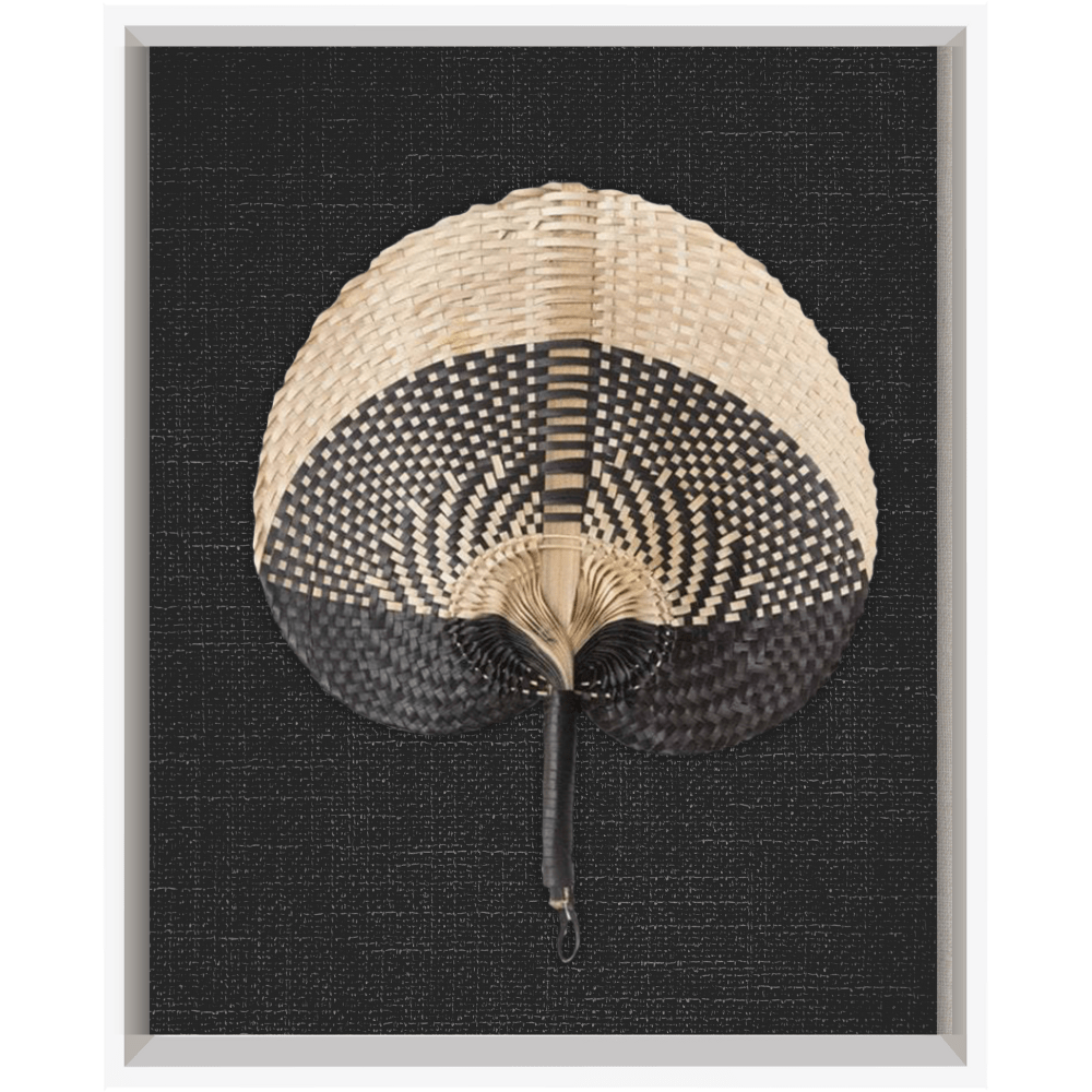 Bandhini Design House Artwork Raffia Fan Black on Black Artwork 40 x 50cm