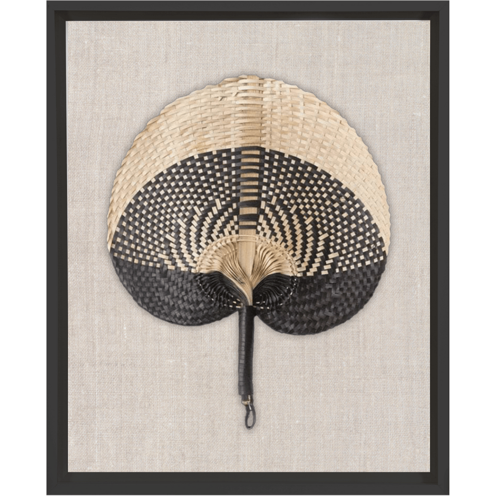 Bandhini Design House Artwork Raffia Fan Black on Natural Artwork 40 x 50cm