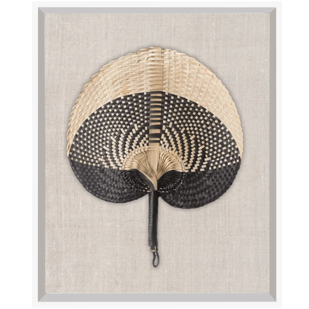 Bandhini Design House Artwork Raffia Fan Black on Natural Artwork 40 x 50cm