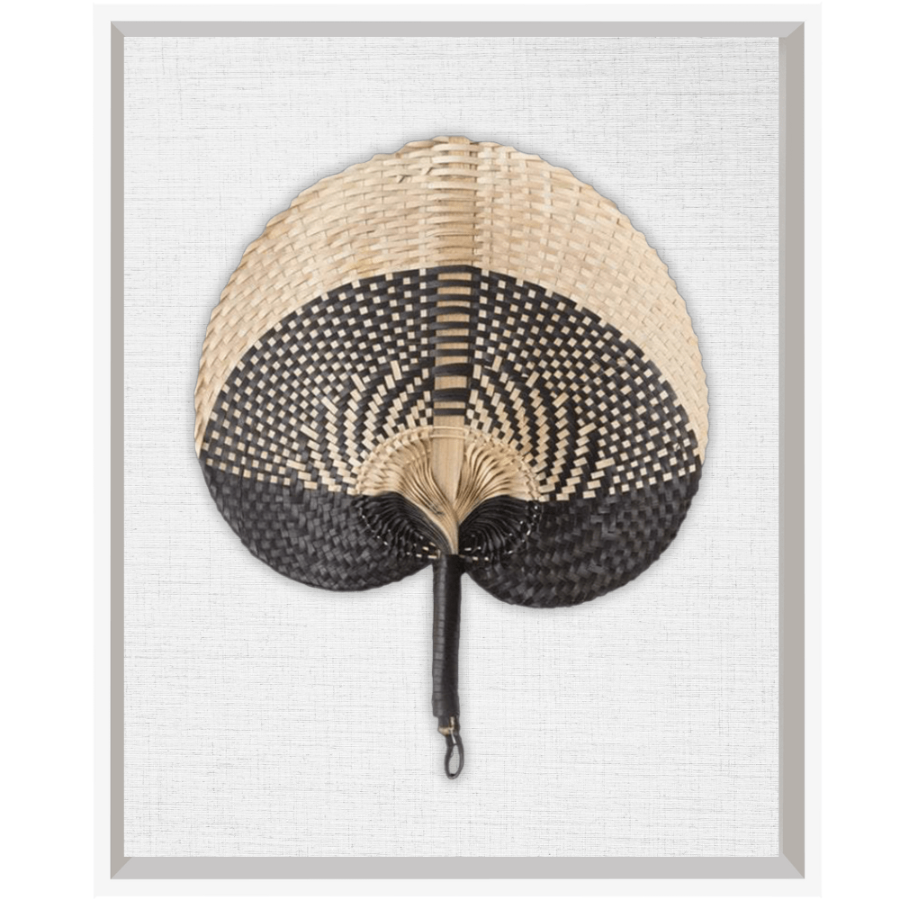 Bandhini Design House Artwork Raffia Fan Black on White Artwork 40 x 50cm