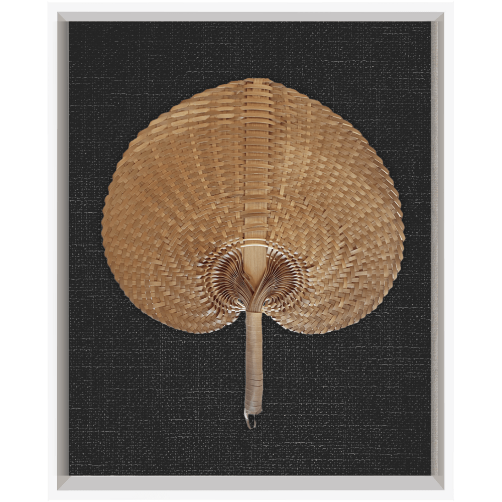 Bandhini Design House Artwork Raffia Fan Natural on Black Artwork 40 x 50cm