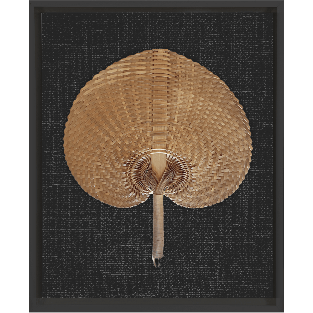 Bandhini Design House Artwork Raffia Fan Natural on Black Artwork 40 x 50cm