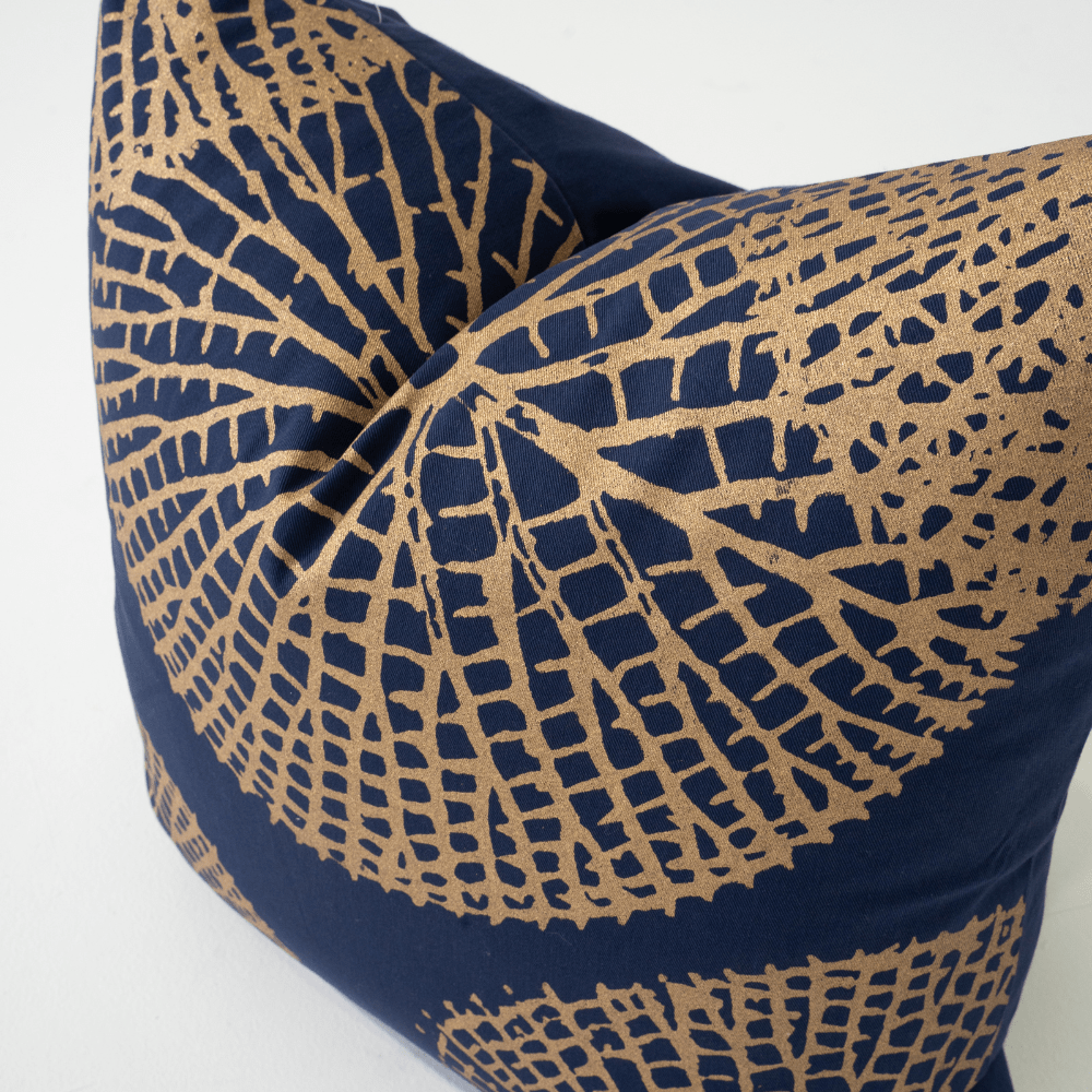 Bandhini Design House Black Friday 23 Filled Bone Lily Pad Navy Lounge Cushion 55 x 55cm