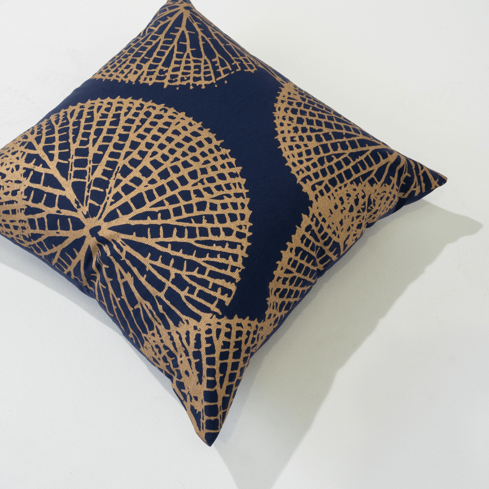 Bandhini Design House Black Friday 23 Filled Bone Lily Pad Navy Lounge Cushion 55 x 55cm