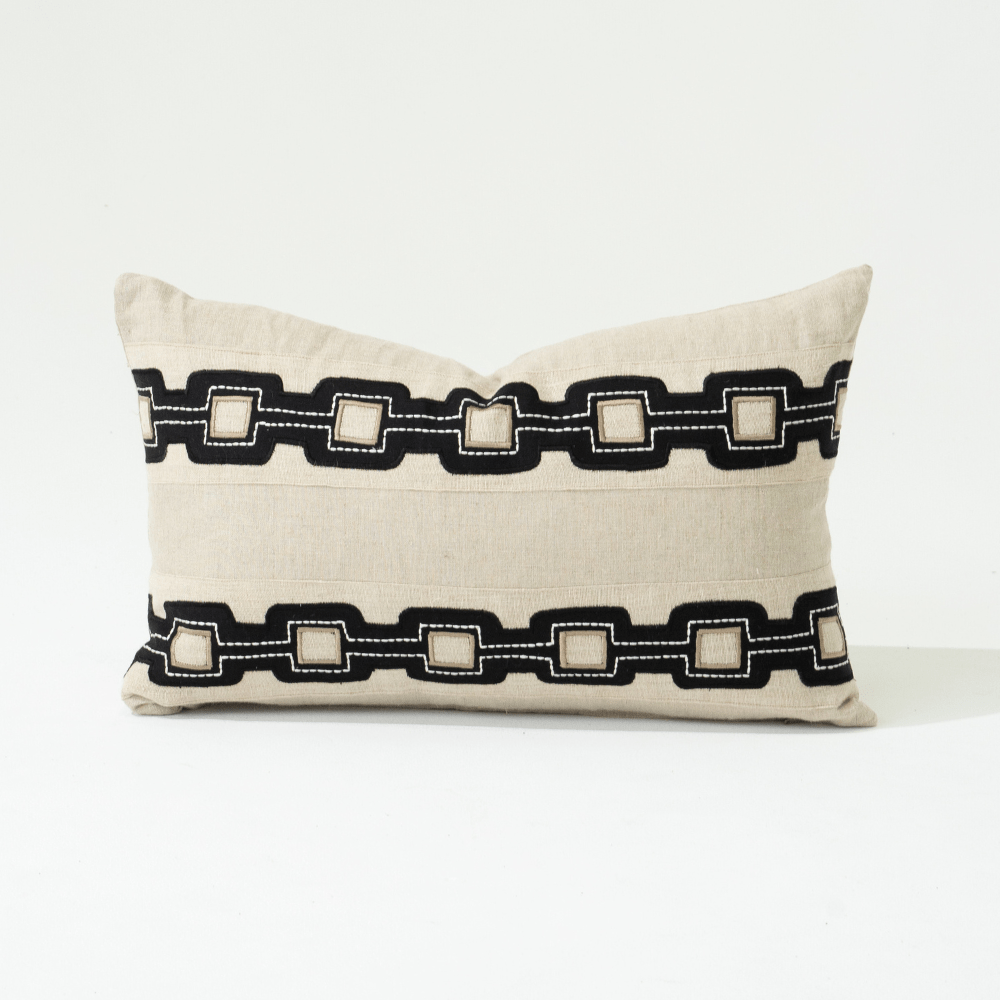 Bandhini Design House Braid Geo Natural Lumbar Cushion 35 x 53cm