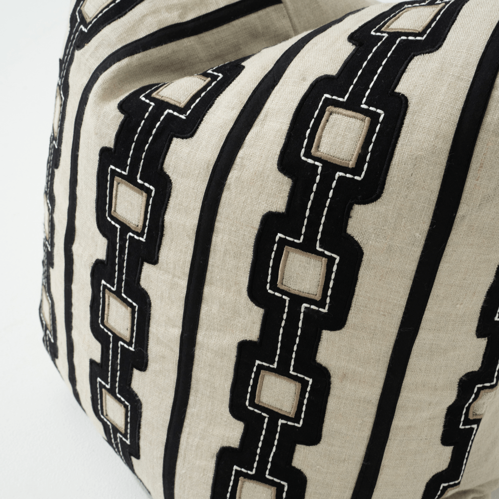 Bandhini Design House Braid Geo Stripes Natural Lounge Cushion 55 x 55cm