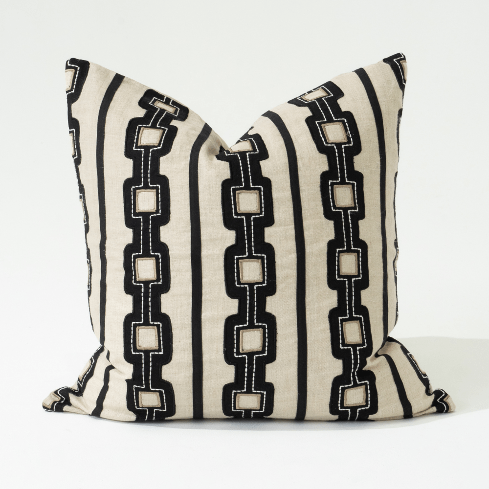 Bandhini Design House Braid Geo Stripes Natural Lounge Cushion 55 x 55cm