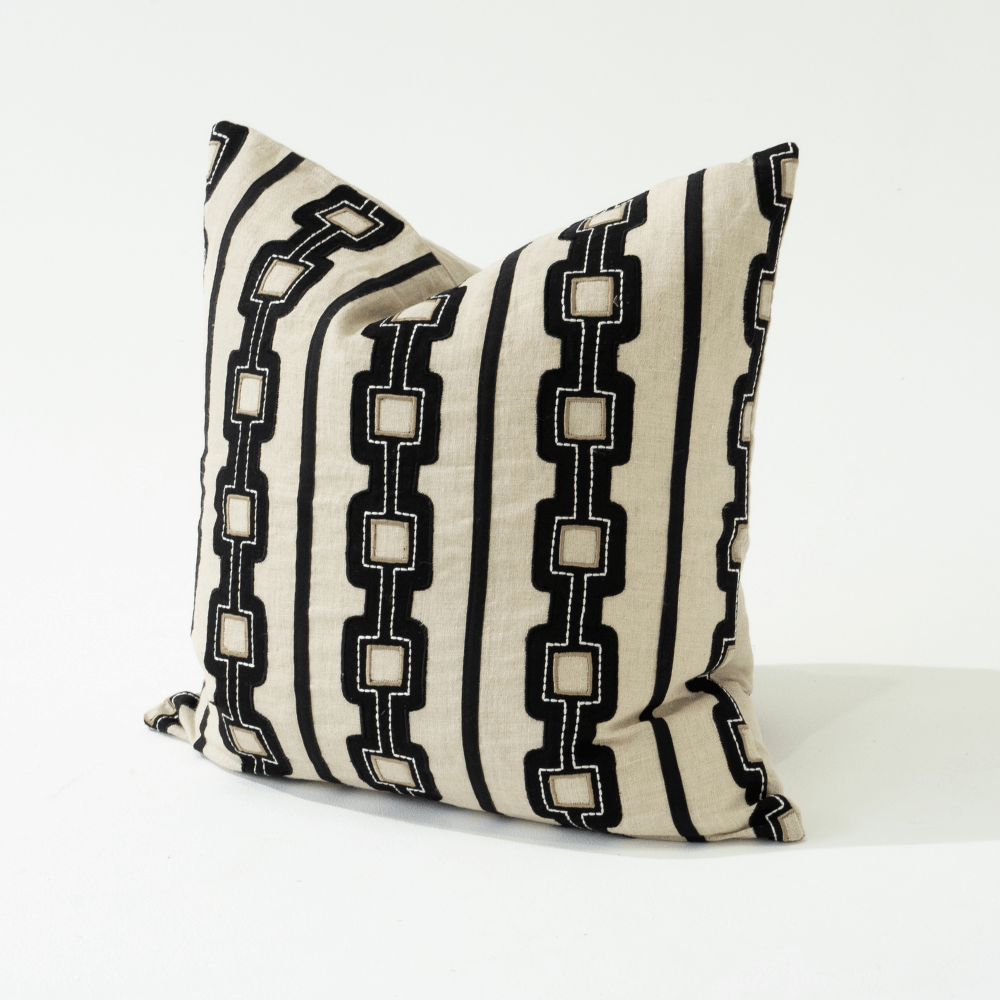 Bandhini Design House Braid Geo Stripes Natural Lounge Cushion 55 x 55cm