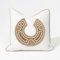 African Bead Caramel Horseshoe White & Natural Lounge Cushion 55 x 55cm — made to order, 14–30 days