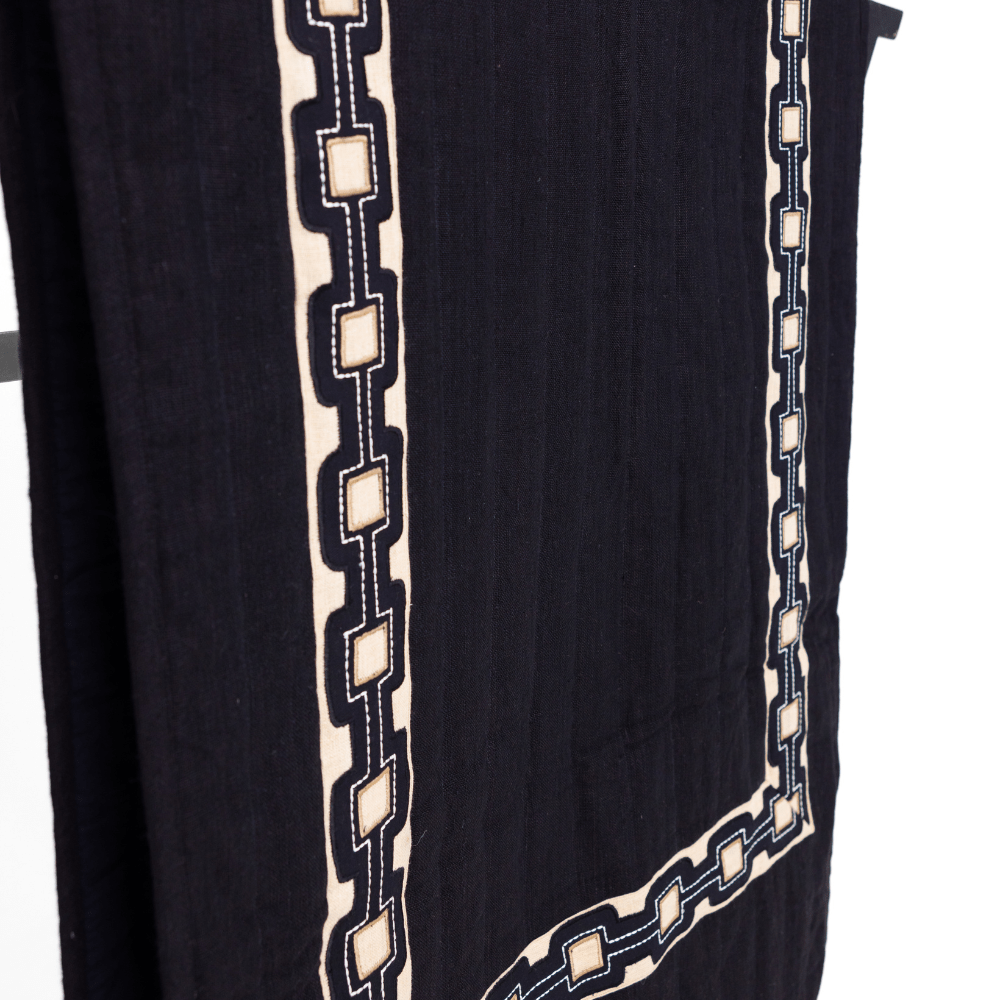 Bandhini Design House Coastal Devon Braid Geo Black Bed Sash 76 x 229cm