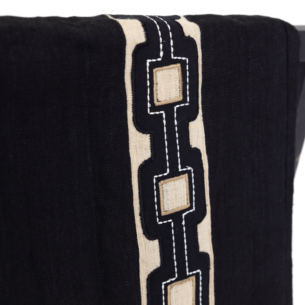 Bandhini Design House Coastal Devon Braid Geo Black Bed Sash 76 x 229cm