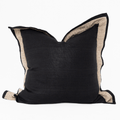 Crest Embroidery Flange Black Handmade Linen Euro Cushion