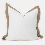 Crest Embroidery Flange White Handmade Linen Euro Cushion