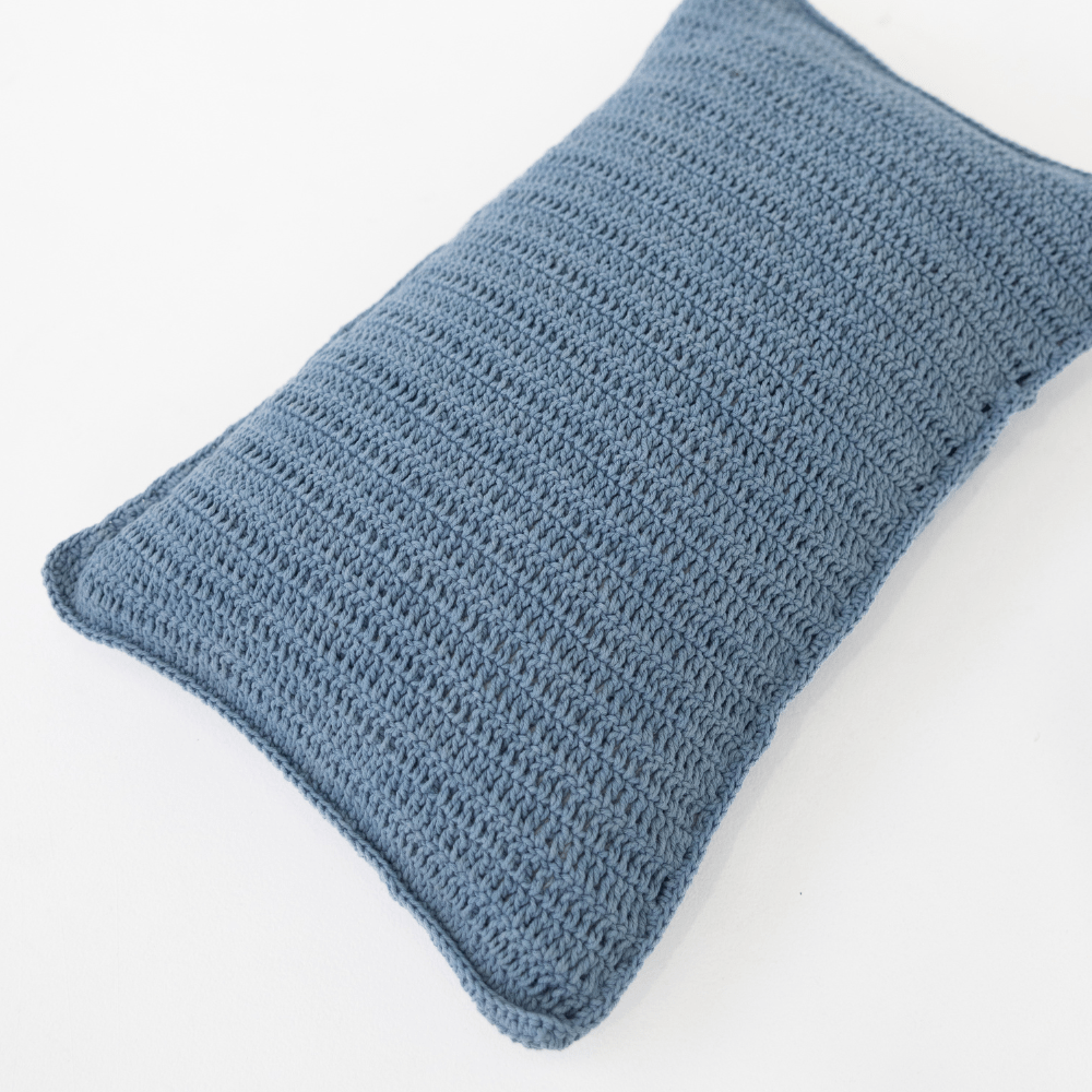 Bandhini Design House Coastal Devon Crochet Blue Lumbar Cushion 35 x 53cm