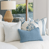Devon Dots Blue Hand Block Print Medium Cushion Cover