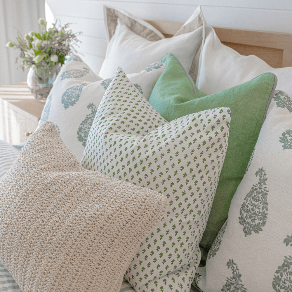 Bandhini Design House Coastal Devon Devon Dots Green Medium Cushion 50 x 50cm