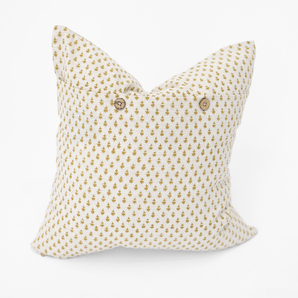 Bandhini Design House Coastal Devon Devon Dots Grey Mustard Medium Cushion 50 x 50cm