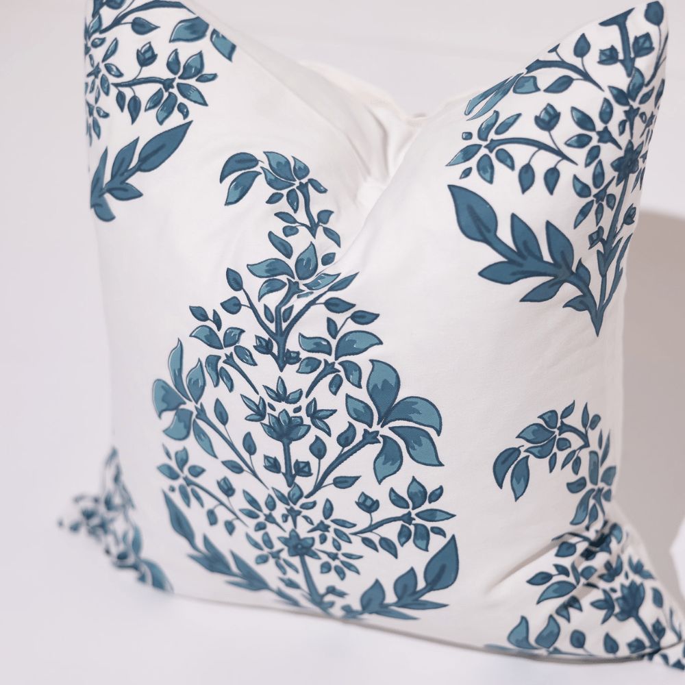 Bandhini Design House Coastal Devon Devon Inner Paisley White Blue Lounge