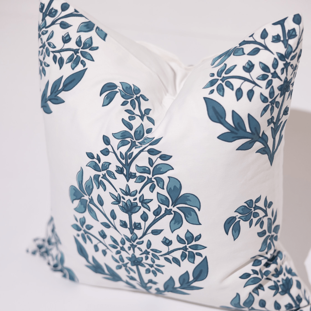 Bandhini Design House Coastal Devon Devon Inner Paisley White Blue Lounge