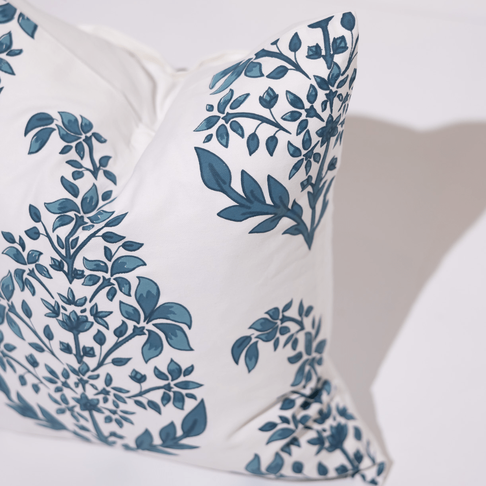 Bandhini Design House Coastal Devon Devon Inner Paisley White Blue Lounge