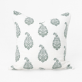 Devon Paisley Embroidery Green Handmade Linen Cushion Cover