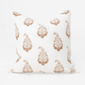Devon Paisley Embroidery Mustard Handmade Linen Cushion Cover — in stock, ready to ship