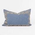 Kauri Embroidery Blue Handmade Linen Lumbar Cushion