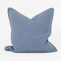 Linen Piped Blue & Mustard Handwoven Cushion Cover