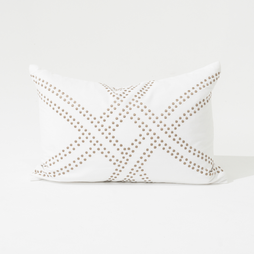 Bandhini Design House Dot Polar White & Titanium Lumbar Cushion 35 x 53cm