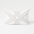 Dot Polar White Satin Embroidered Cotton Lumbar Cushion