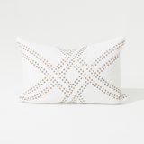Dot Polar White Satin Embroidered Cotton Lumbar Cushion