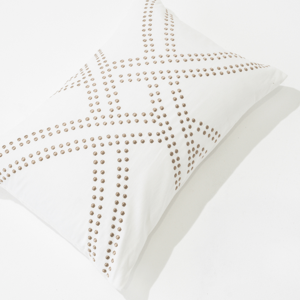 Bandhini Design House Dot Polar White & Titanium Lumbar Cushion 35 x 53cm