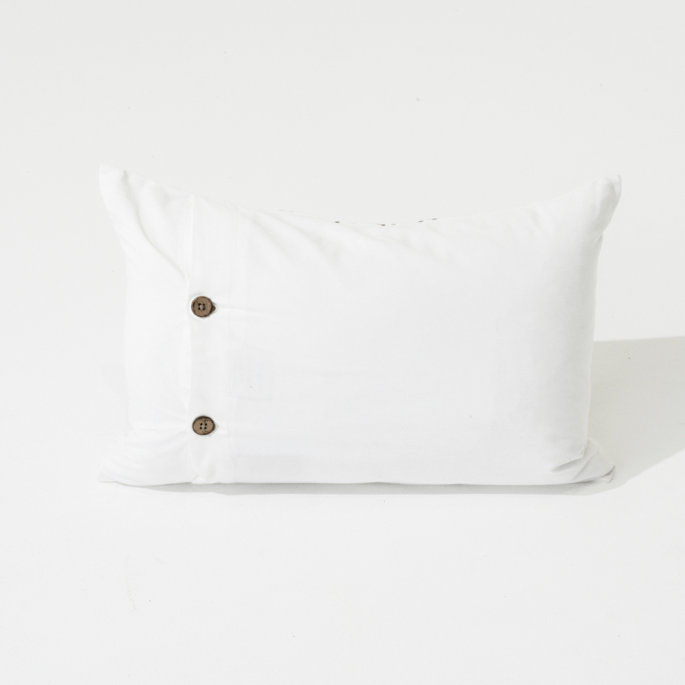 Bandhini Design House Dot Polar White & Titanium Lumbar Cushion 35 x 53cm