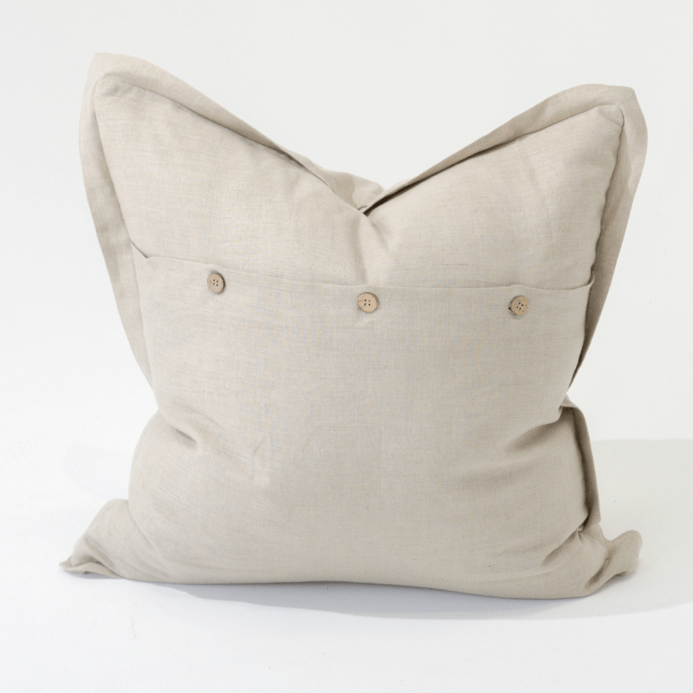 Bandhini Design House Euro Cushion Linen Denim White and Natural Cross Patch Euro Cushion 65 x 65cm