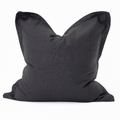 Linen Flange Black Handwoven Euro Cushion — made to order, up to 30 days