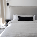 Linen Flange Black Handwoven Long Lumbar Cushion — made to order, up to 30 days