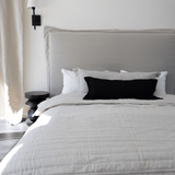 Linen Flange Black Handwoven Long Lumbar Cushion