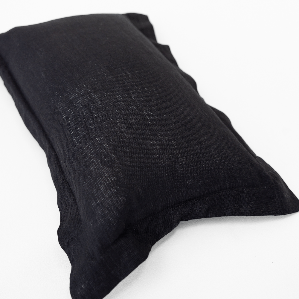 Bandhini Design House Euro Cushion Linen Flange Black Lumbar Cushion 35 x 53cm