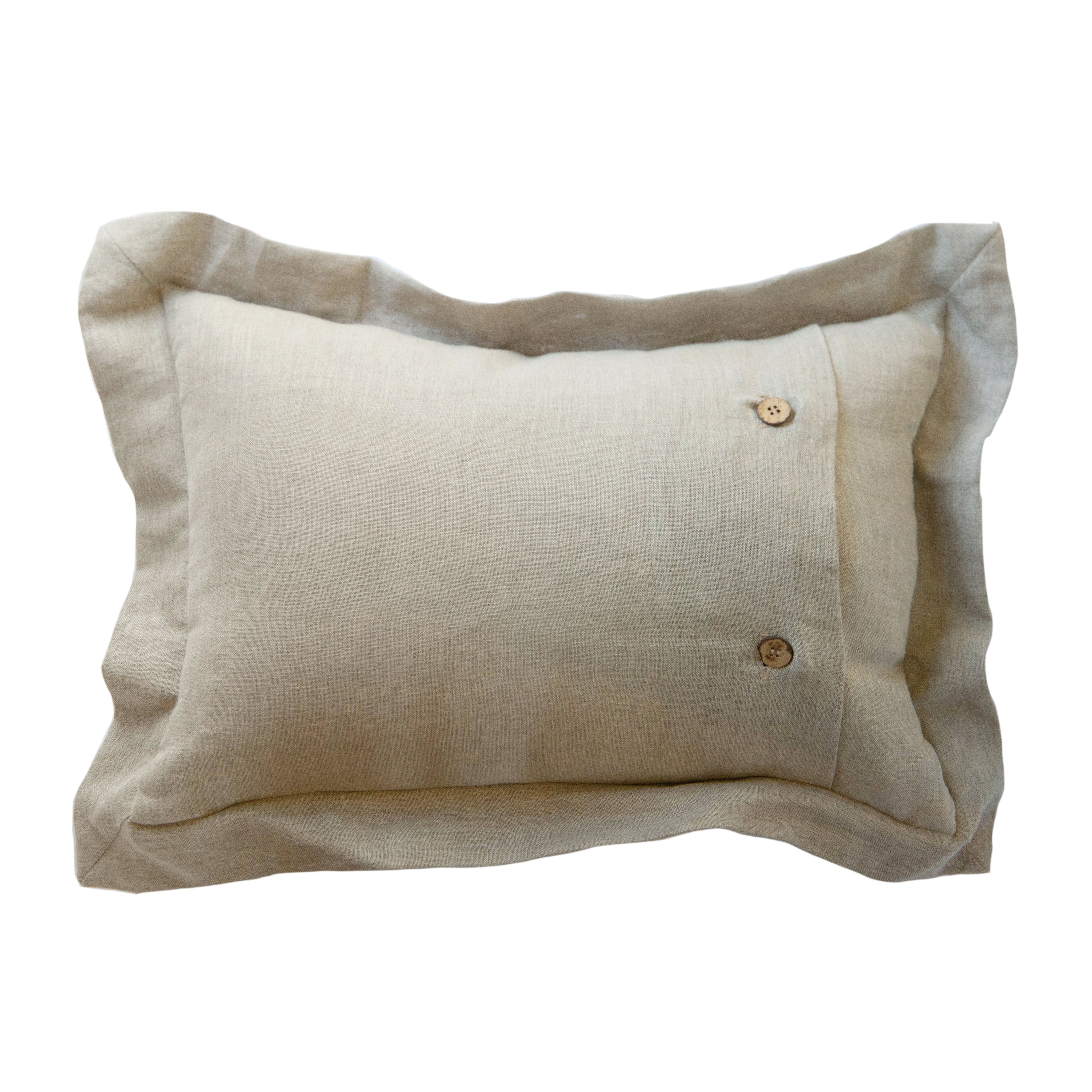 Bandhini Design House Euro Cushion Linen Flange Natural Lumbar Cushion 35 x 53cm