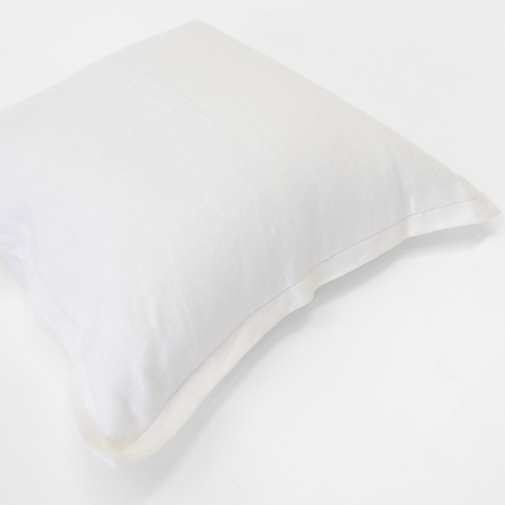 Bandhini Design House Euro Cushion Linen Flange White Lounge Cushion 55 x 55cm